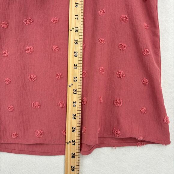B Textured Dot Blouse Top Short Sleeve V Neck Bohemian Dusty Rose Size XL - Picture 8 of 8